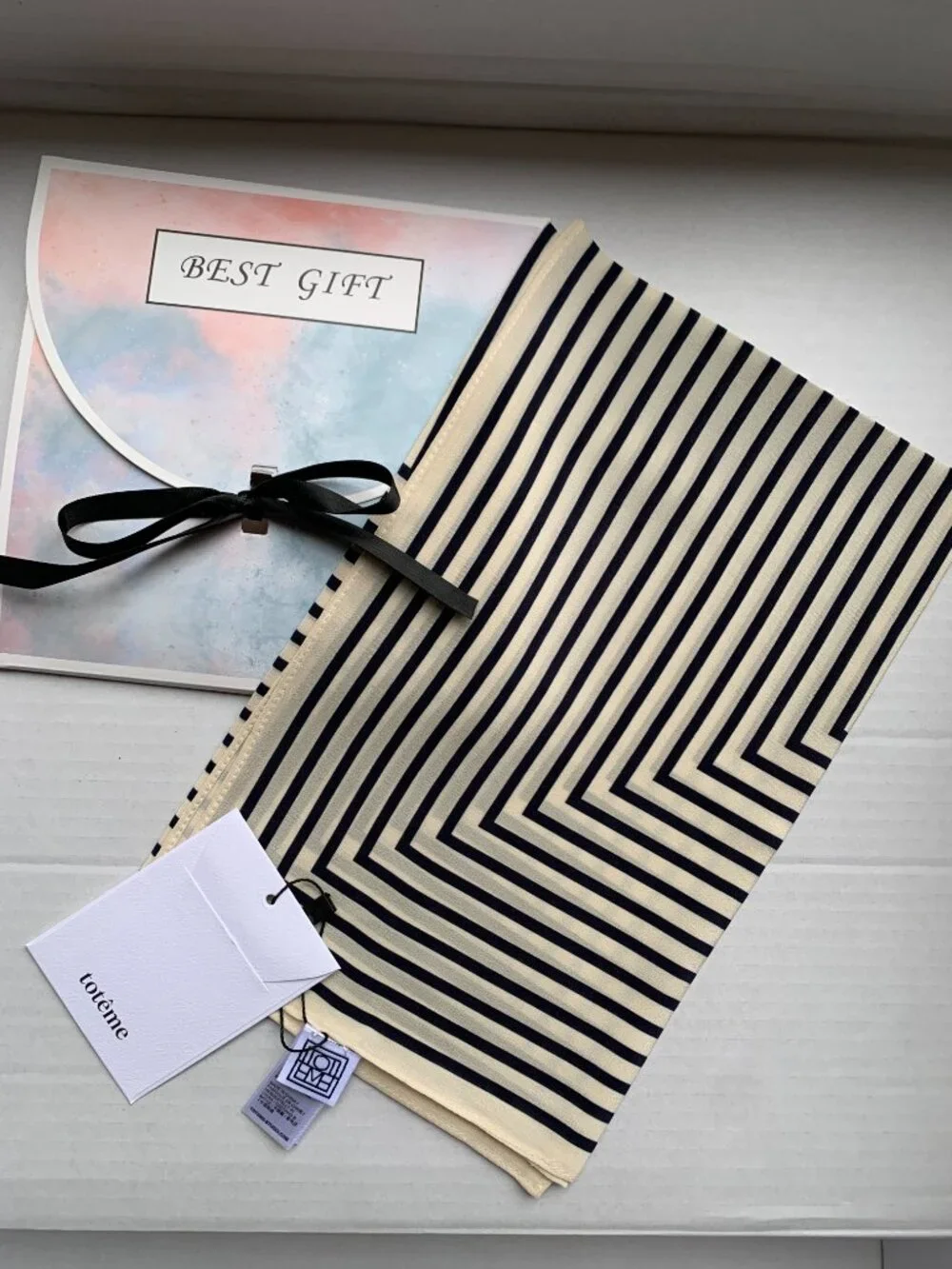 TOTEME Monogram Striped Silk Square Scarf 57x57cm